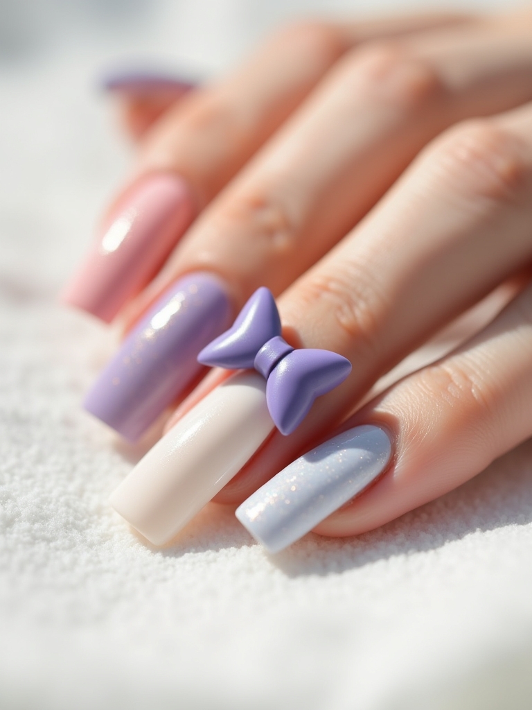 minimalist bow nail art