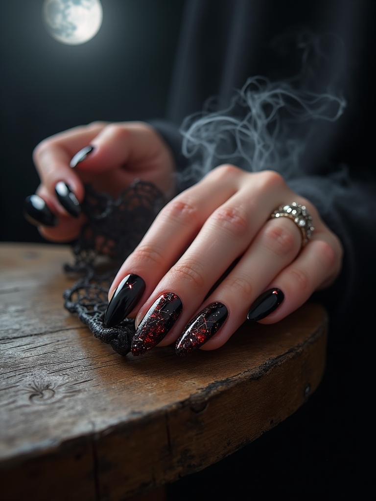 moonlit spooky nail art