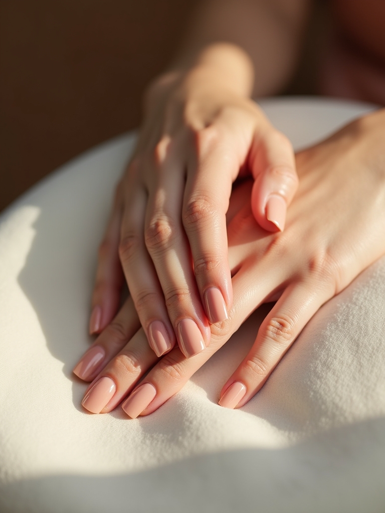 muted peach nail elegance