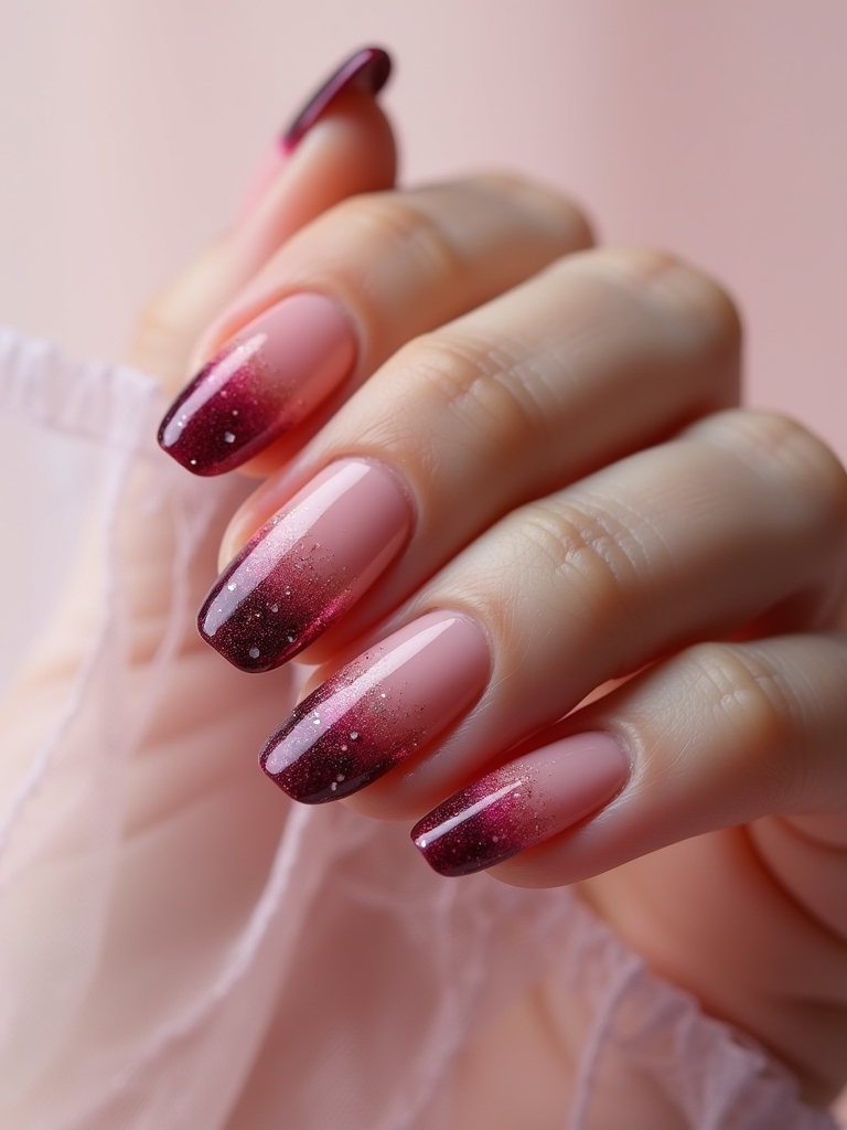 ombre gradient ballerina nails