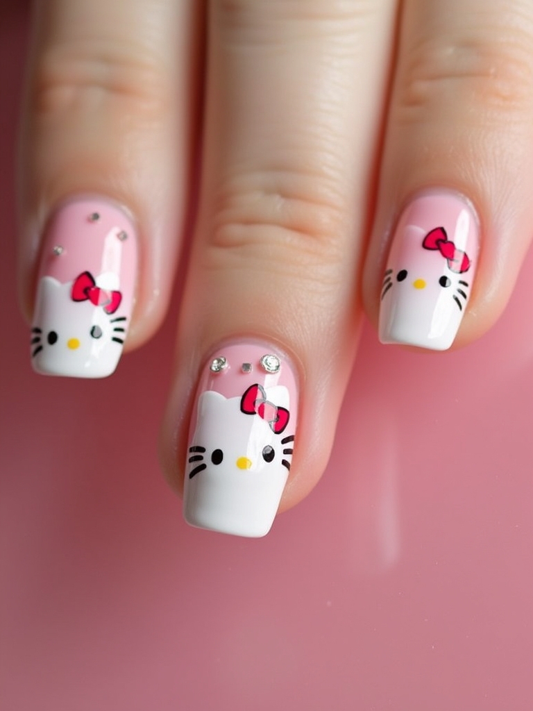 ombre hello kitty nails