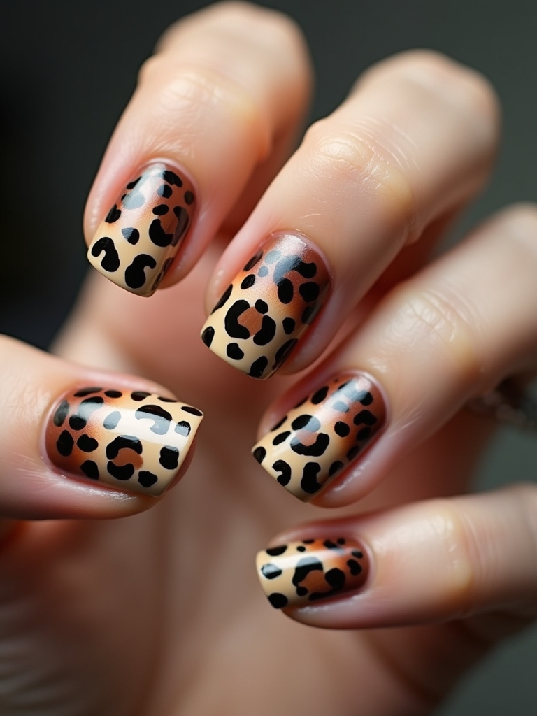 ombre leopard nail art