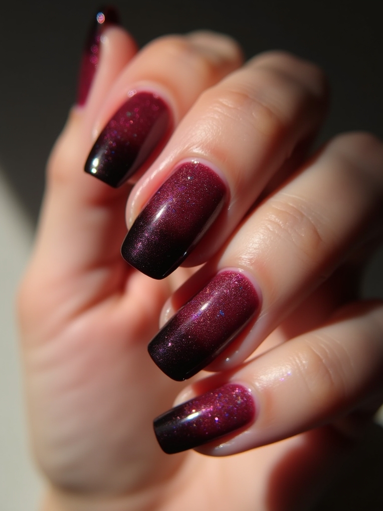 ombre merlot sparkle nails