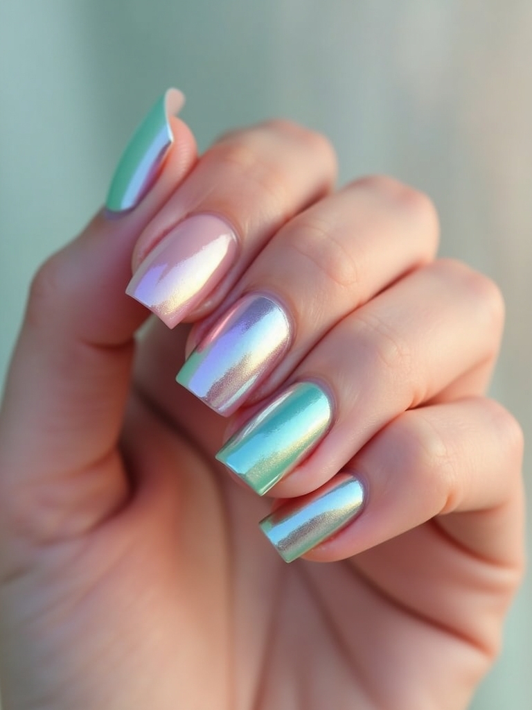 pastel chrome nail designs