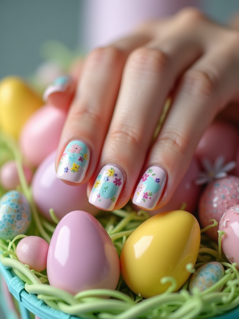 pastel easter basket nails