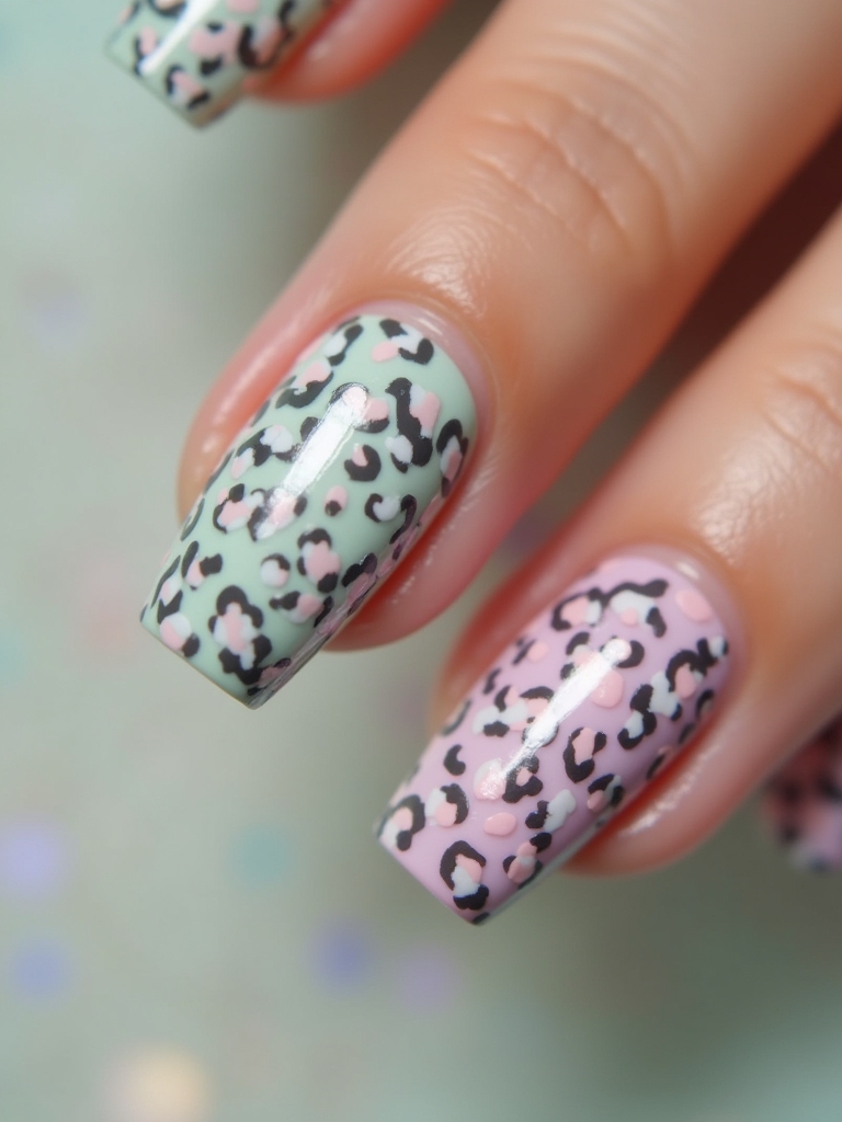 pastel leopard nail art