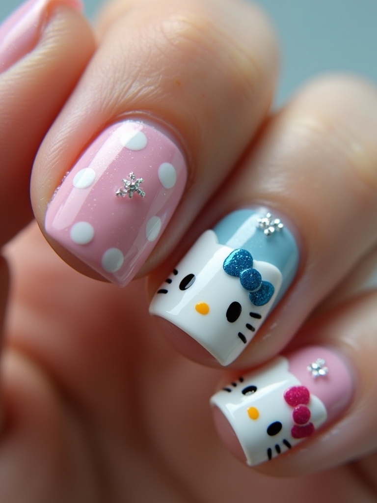pastel polka dot nails