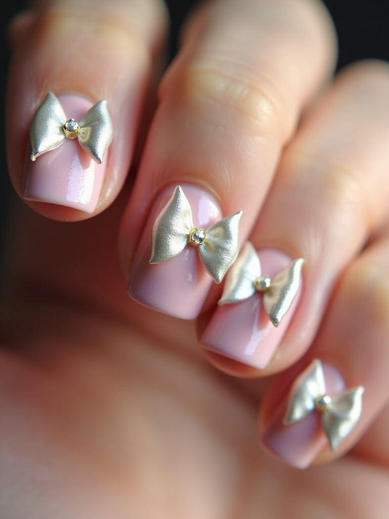 playful bow nail art