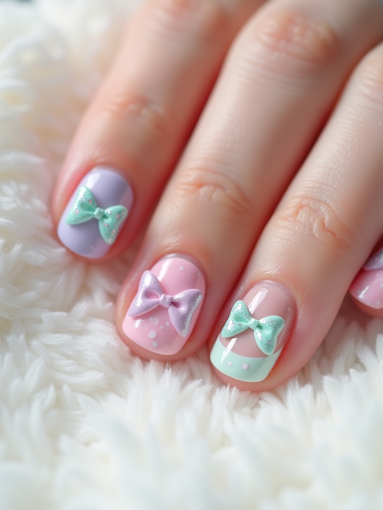 playful cartoon bow nails