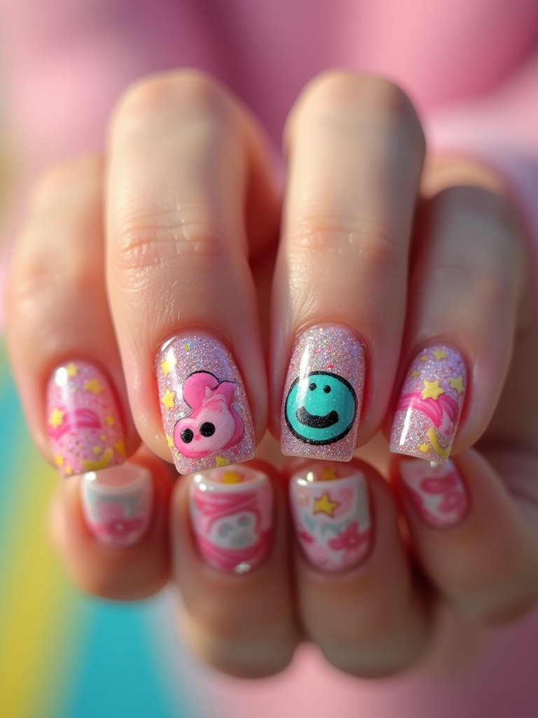 playful cartoon character nails