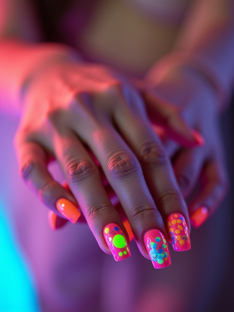 playful neon polka dots