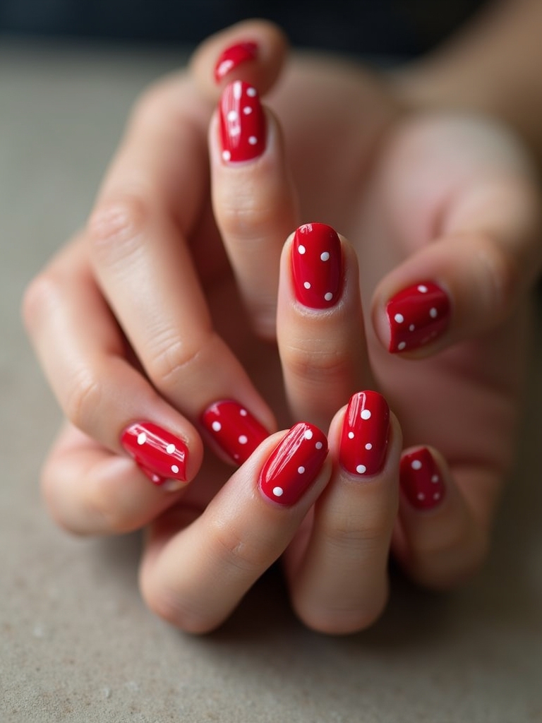 polka dot red manicure