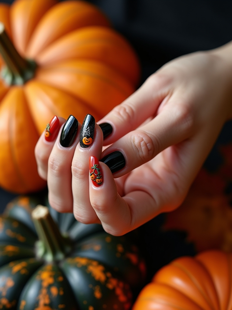 pumpkin themed nail art