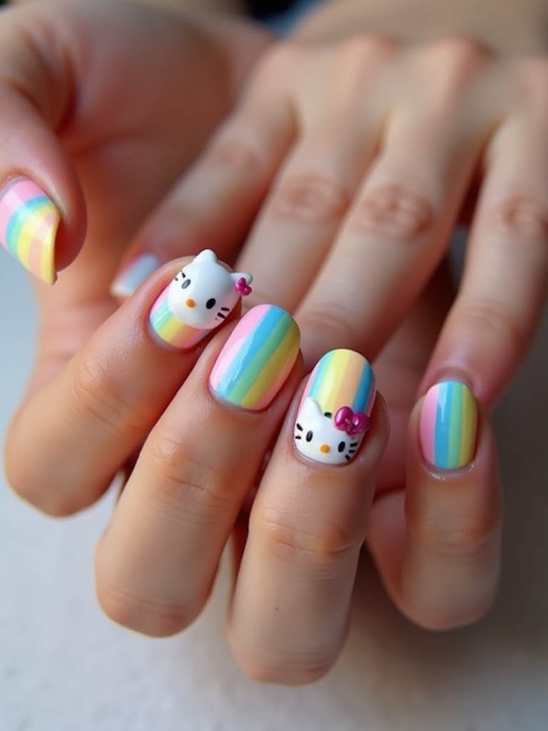 rainbow stripes hello kitty