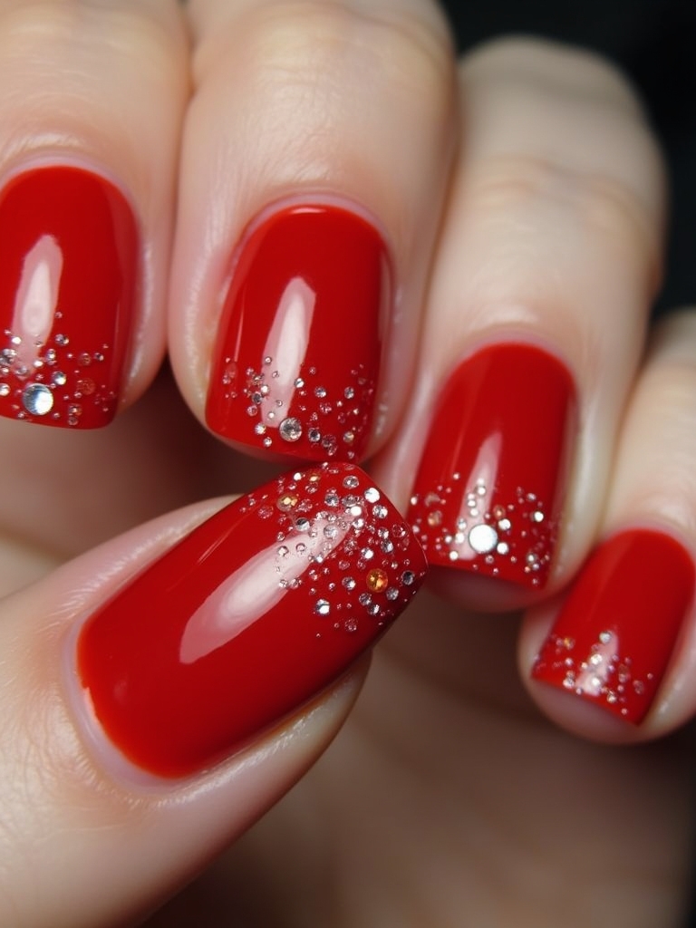 rhinestone cherry red nails