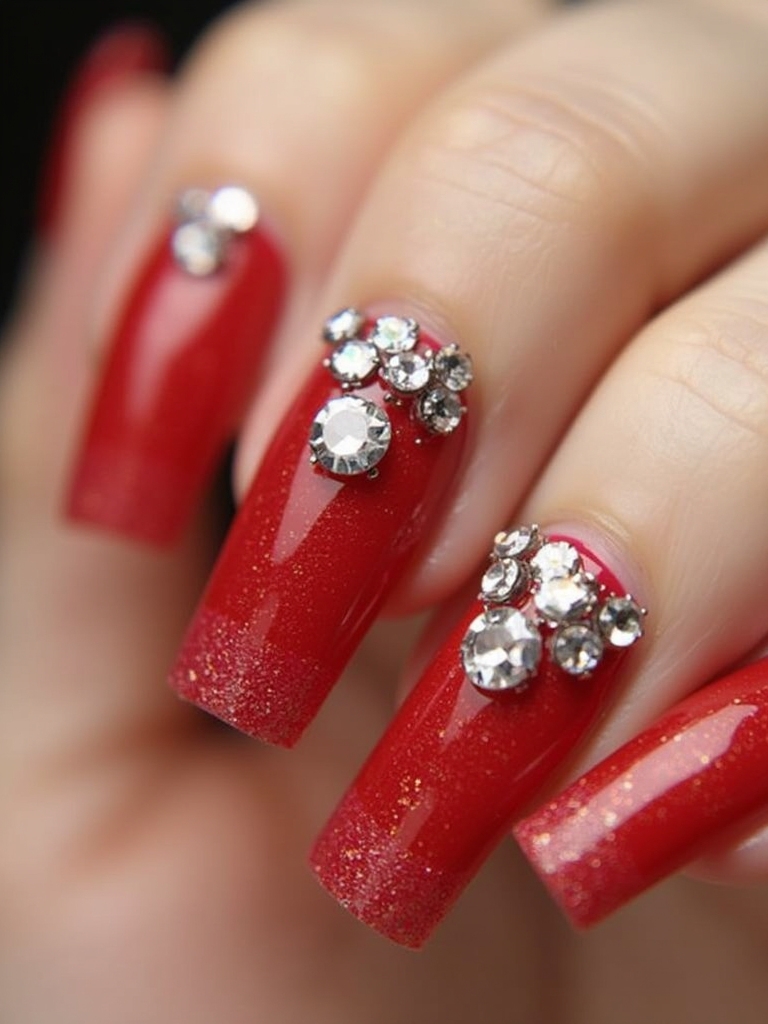 rhinestone glamorous french tips