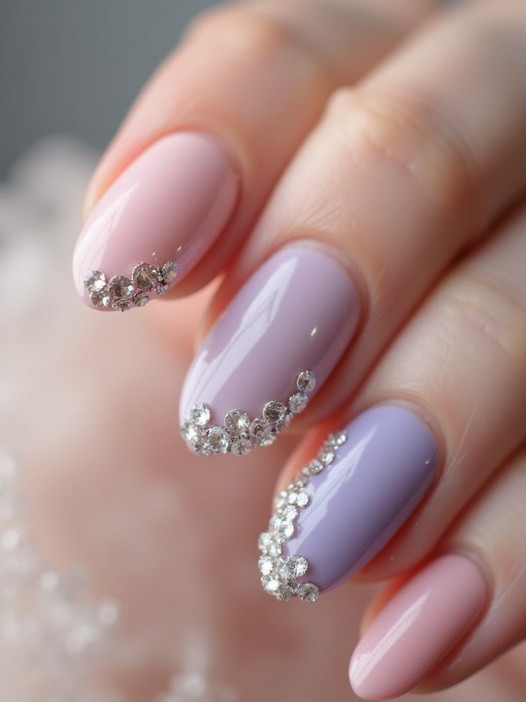 rhinestone oval nail designs