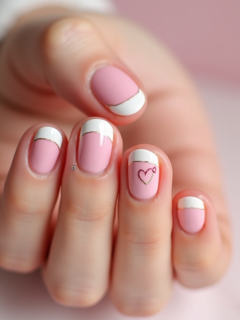 romantic heart accent nails