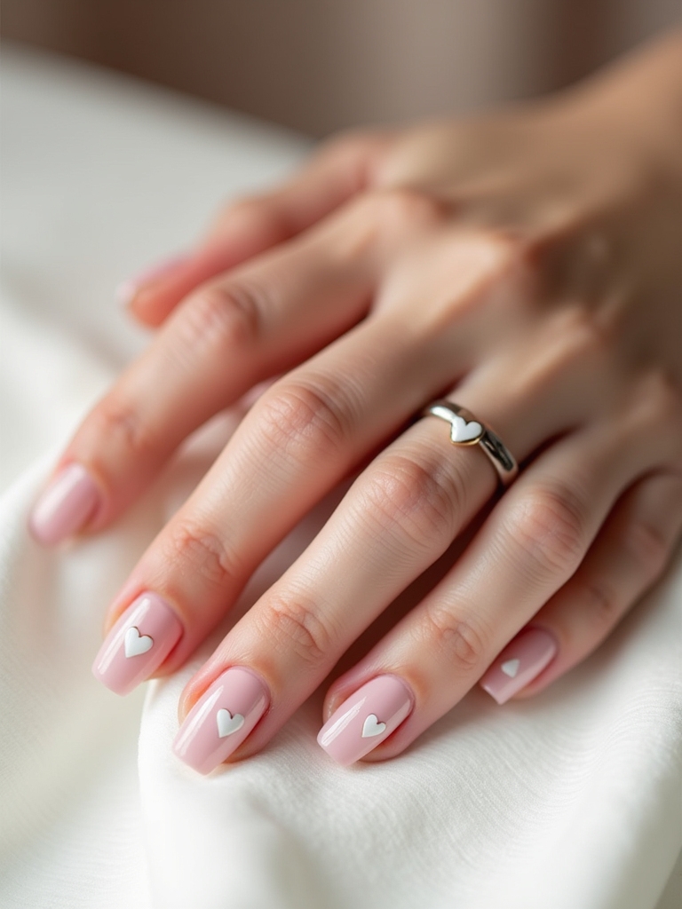 romantic heart nail design