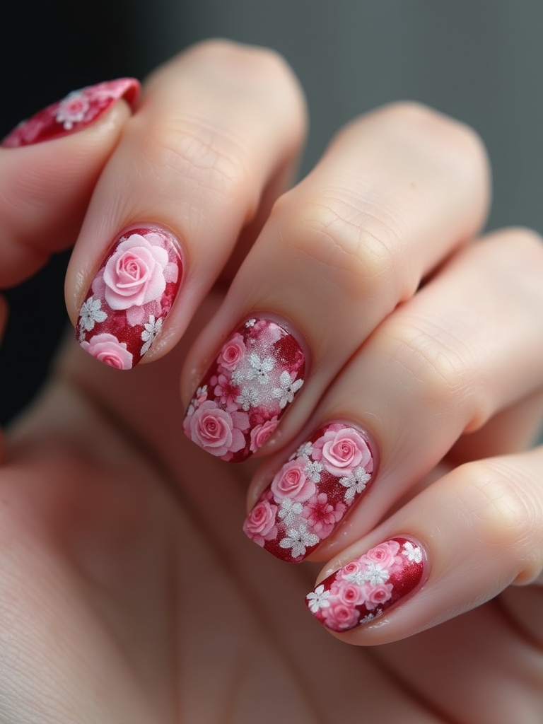romantic rose nail designs