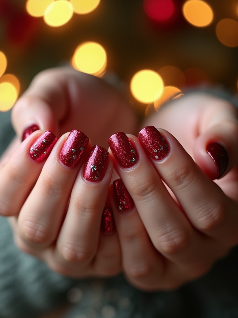 ruby red starry nails