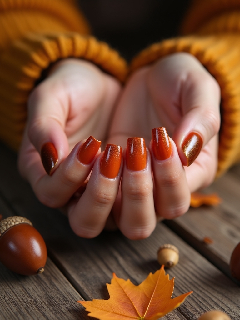 rustic orange ombre nails