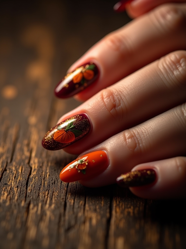 rustic woodgrain manicure design