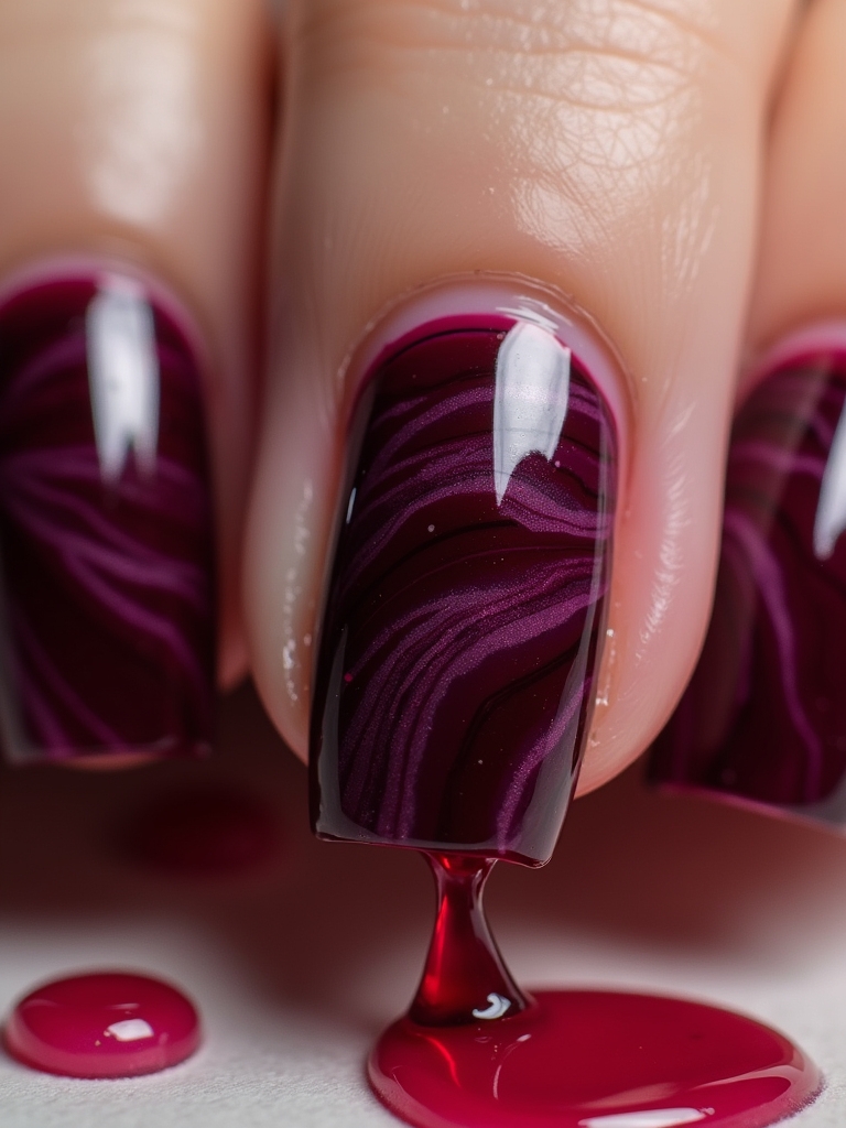 sangria swirl nail art