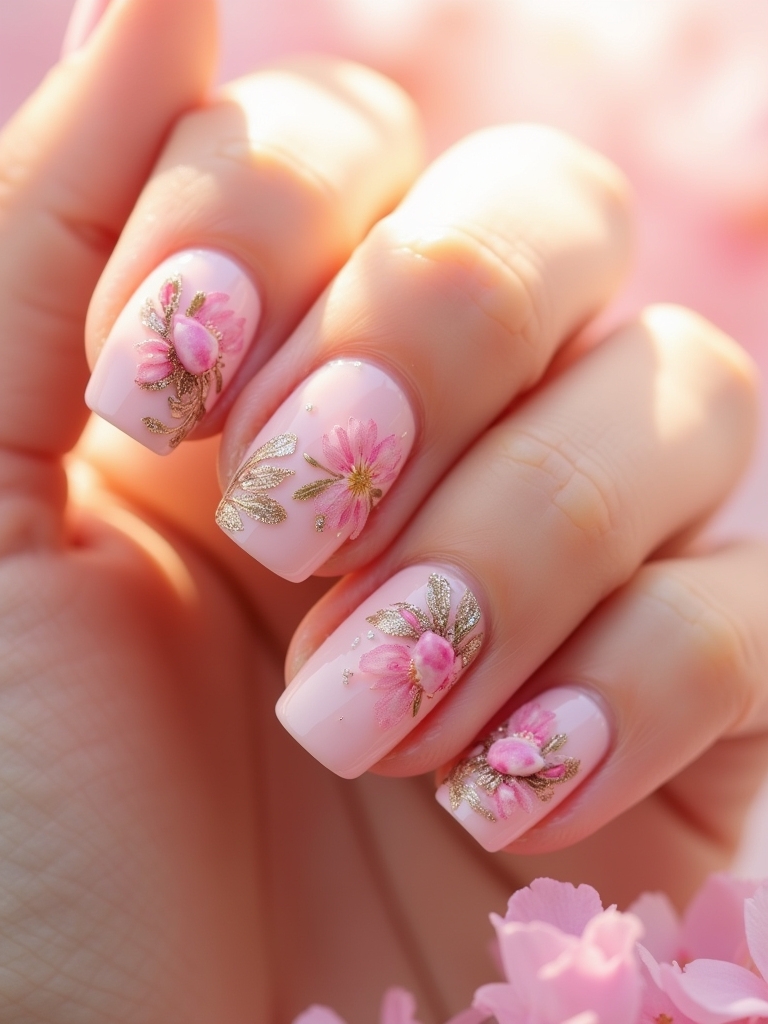 seasonal light pink nails