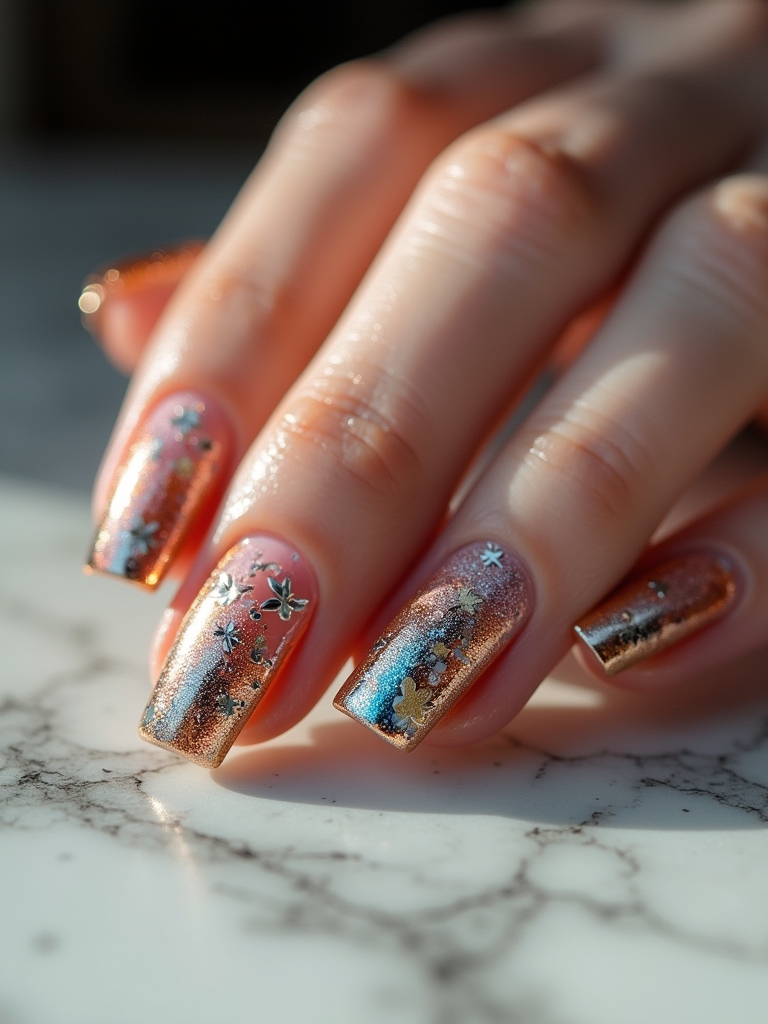 seasonal metallic nail designs