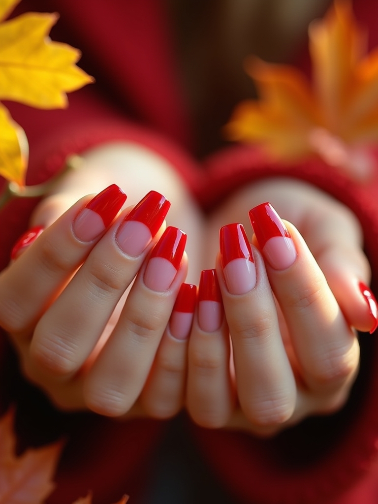 seasonal red french tips