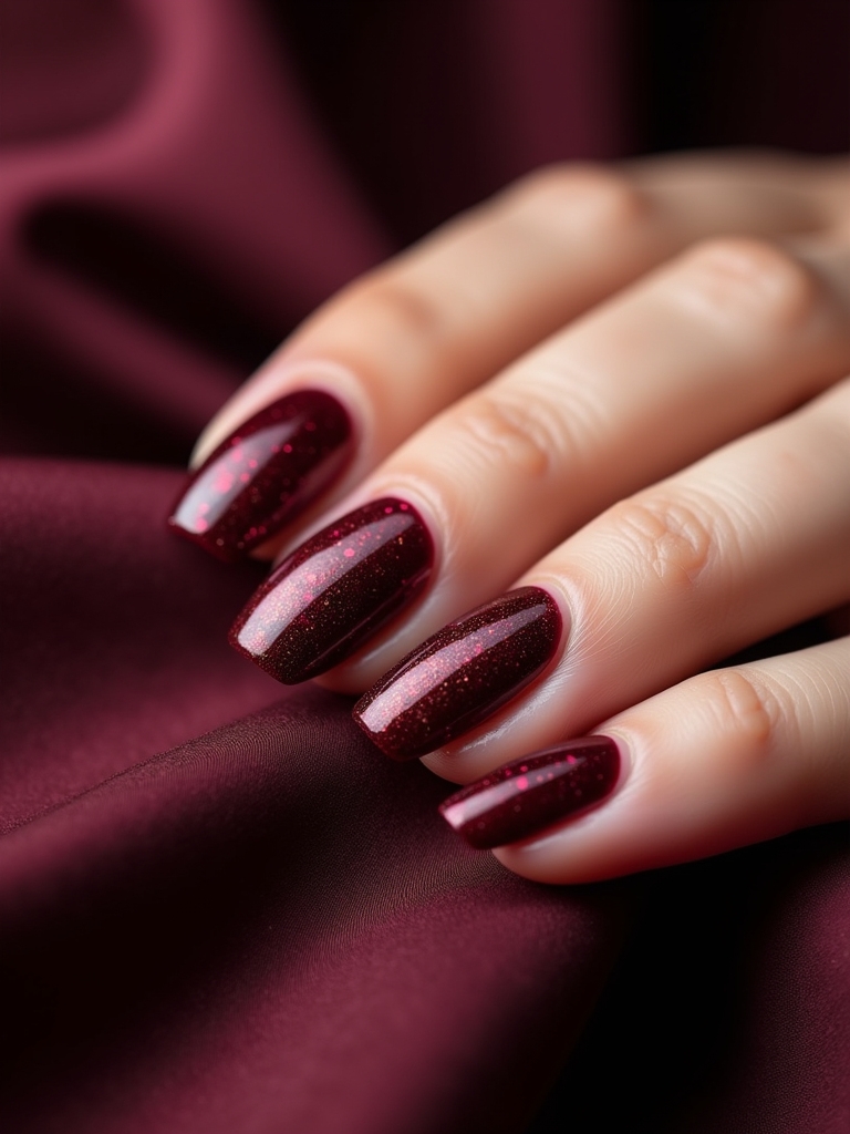 shimmering cherry gloss nails