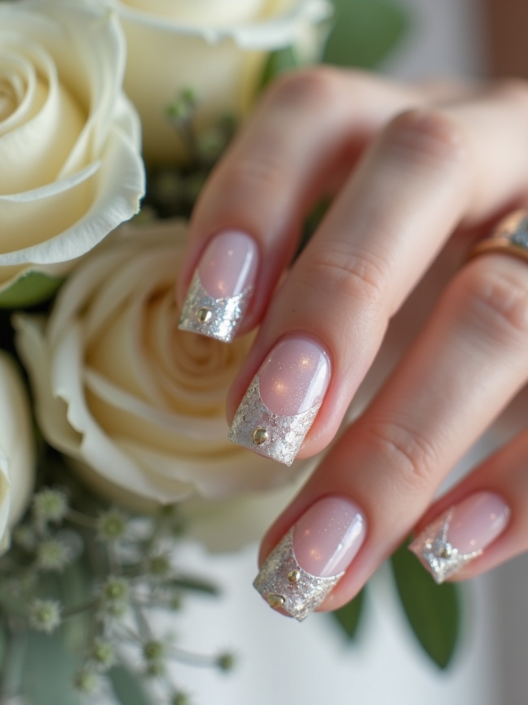 shimmering metallic bridal nails