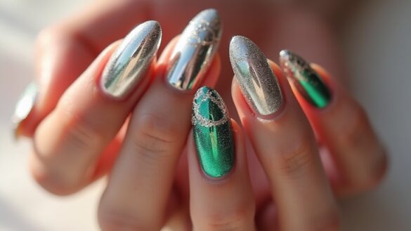 shiny chrome nail designs