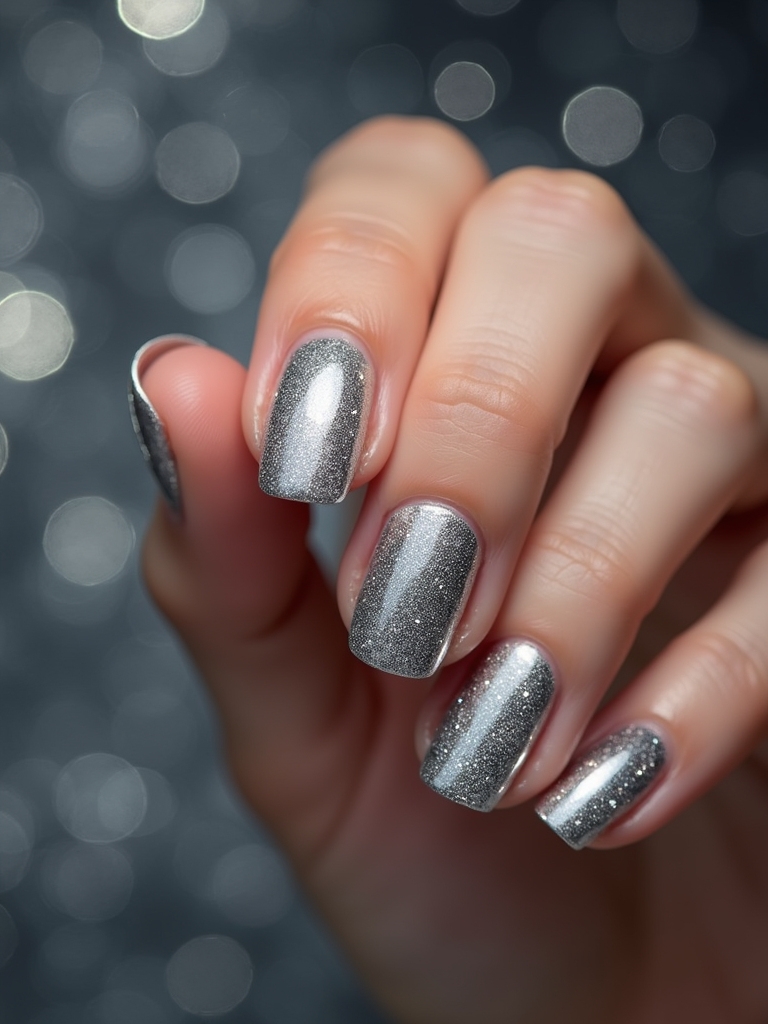 silver gradient nail art