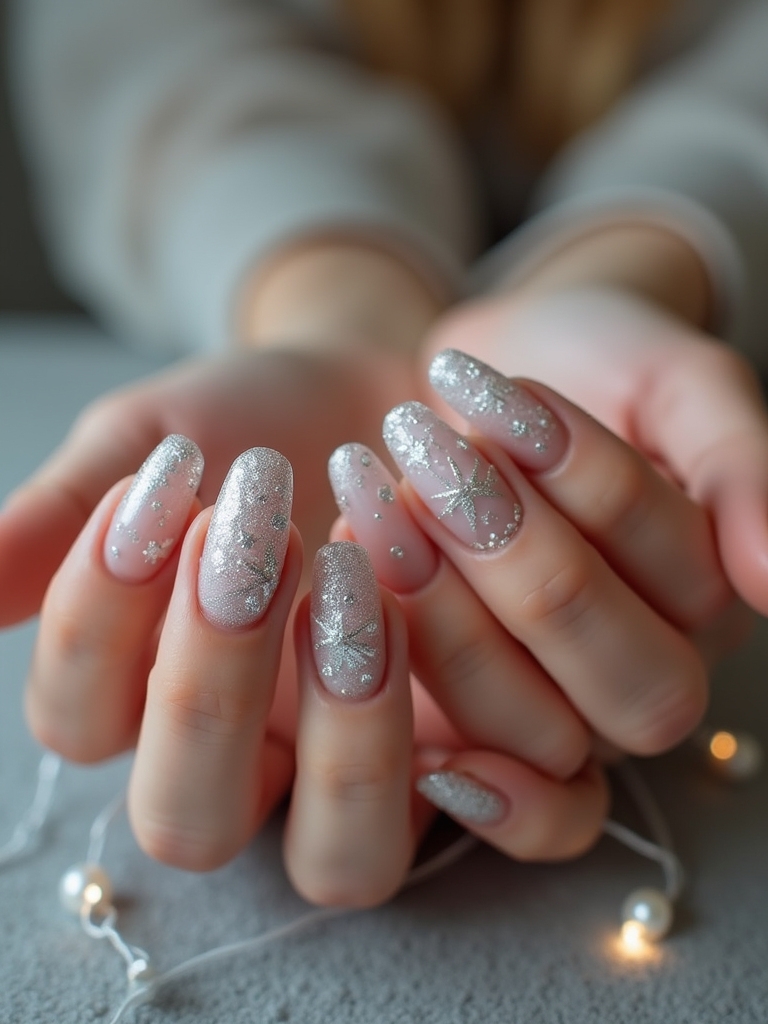 silver pearl nail designs