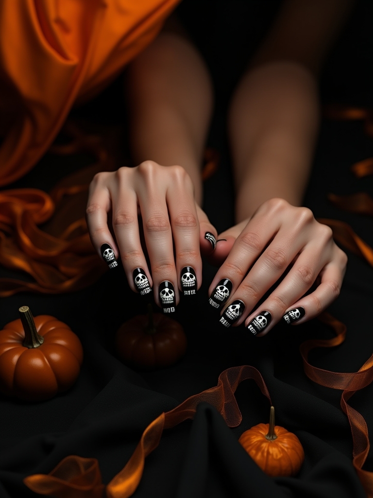 skull nail art designs