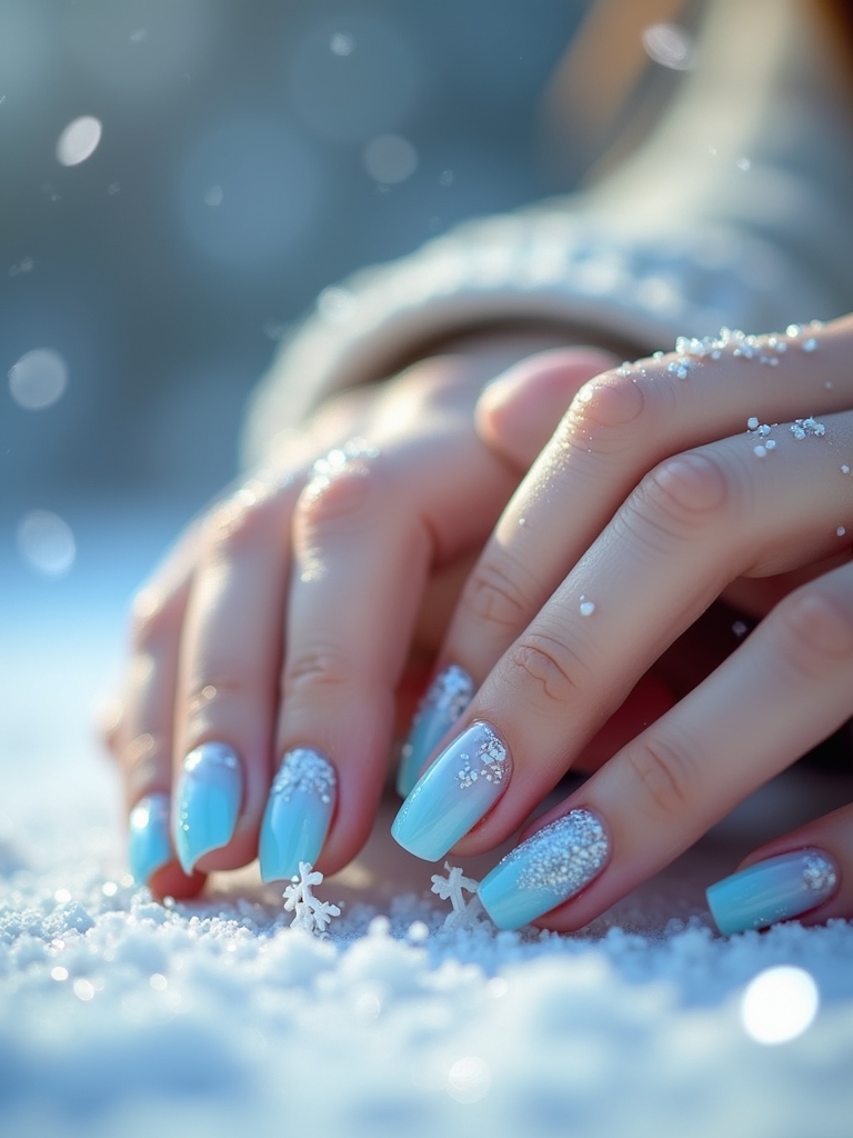 snowy winter jelly nails