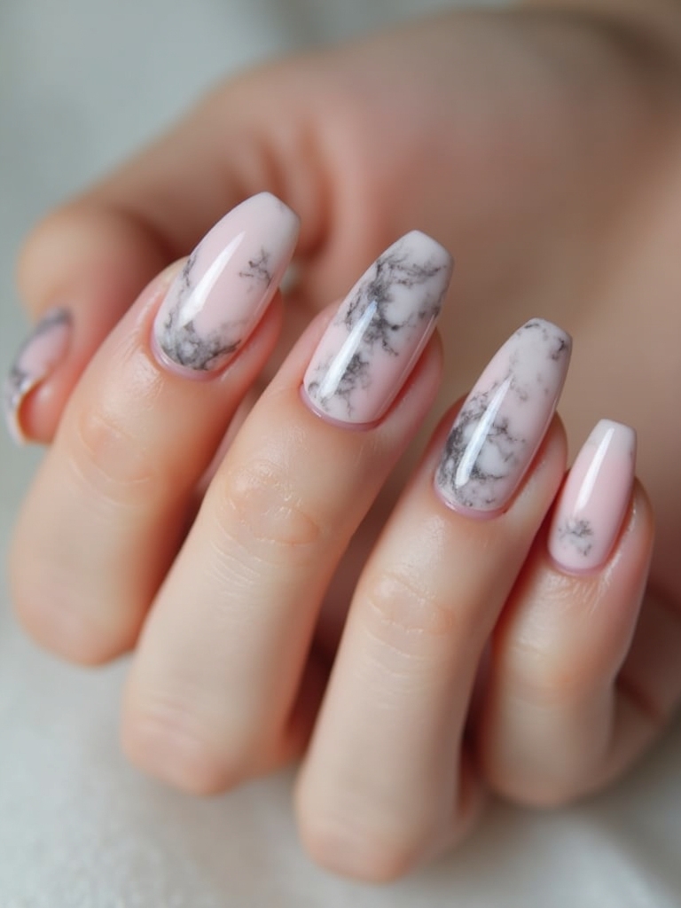 soft marble nail art