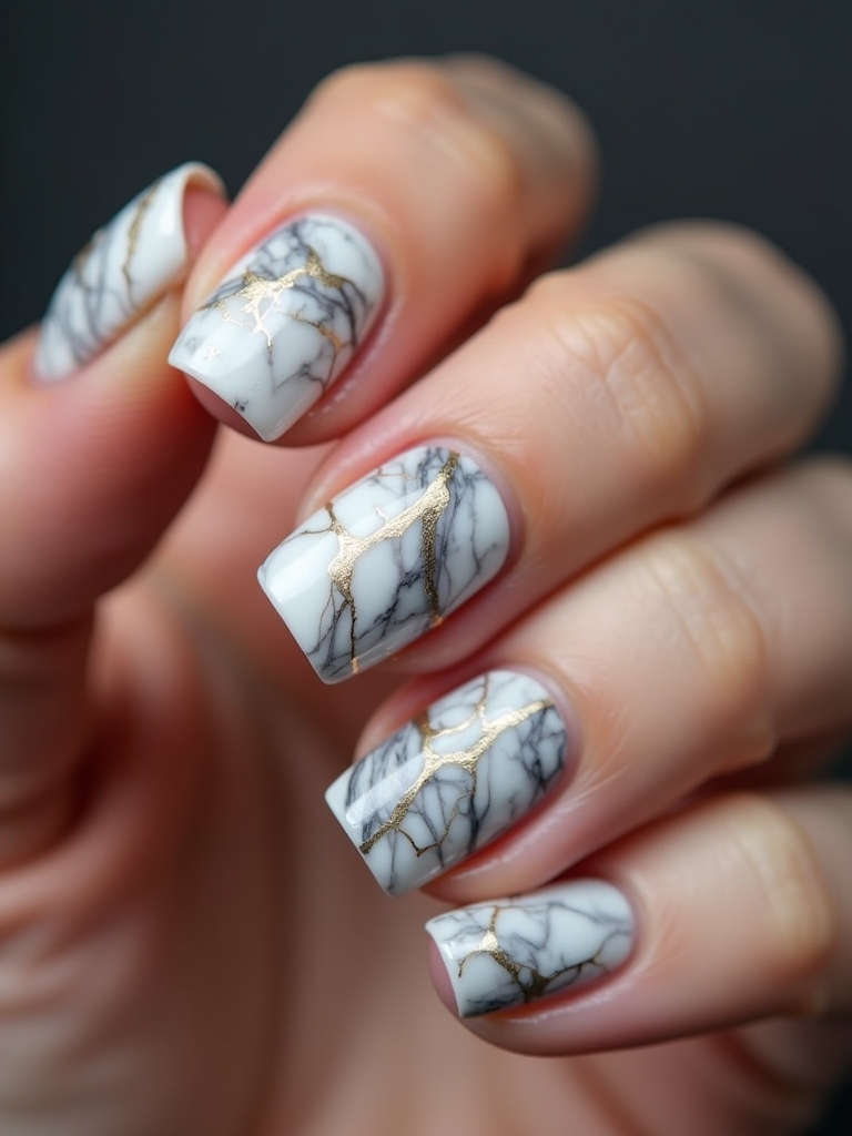 sophisticated marble nail designs