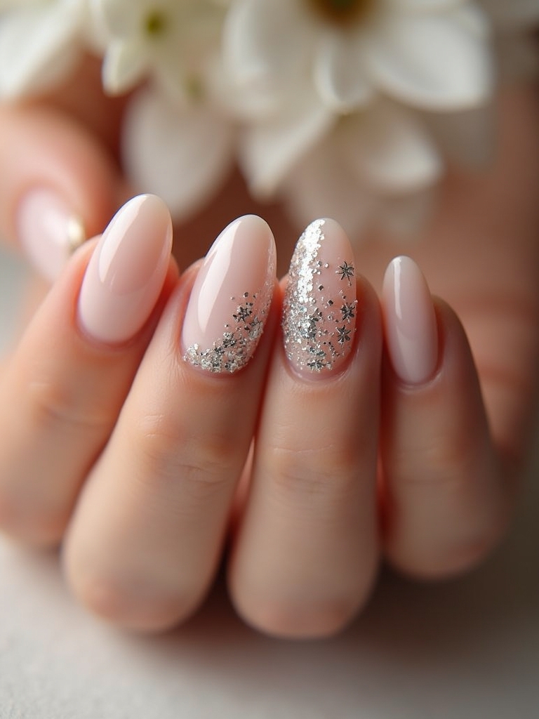 sparkling oval nail design