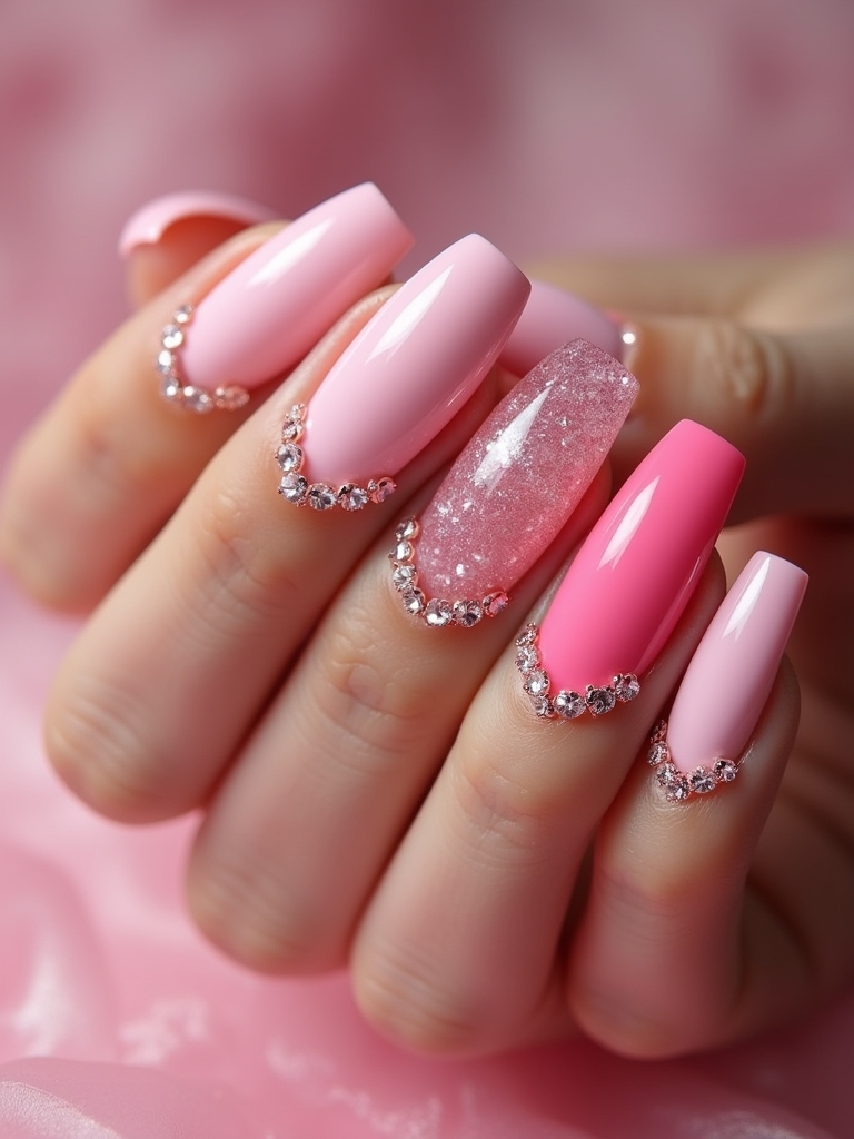 sparkling pink rhinestone designs