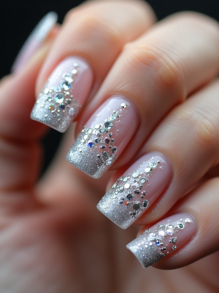 sparkling silver nail designs
