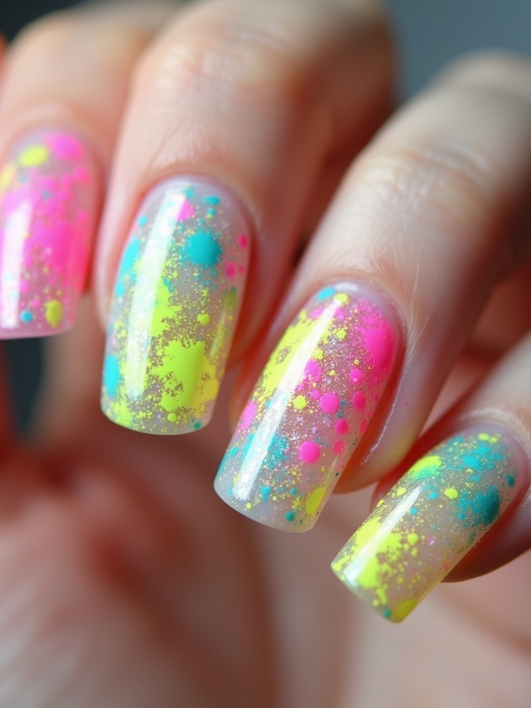 splatter paint vibrant nails