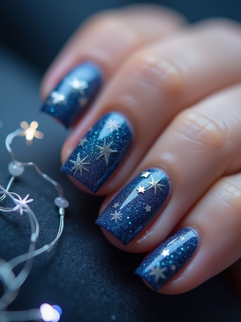 starry night winter manicure