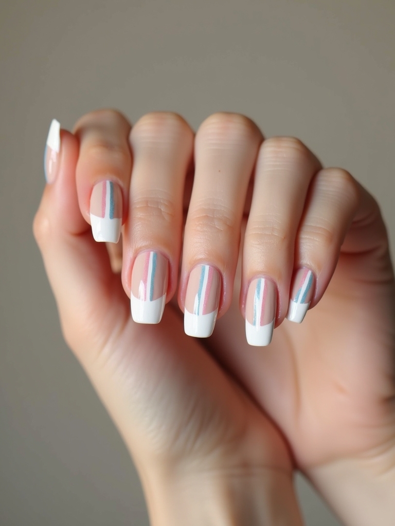 striped french tip manicure