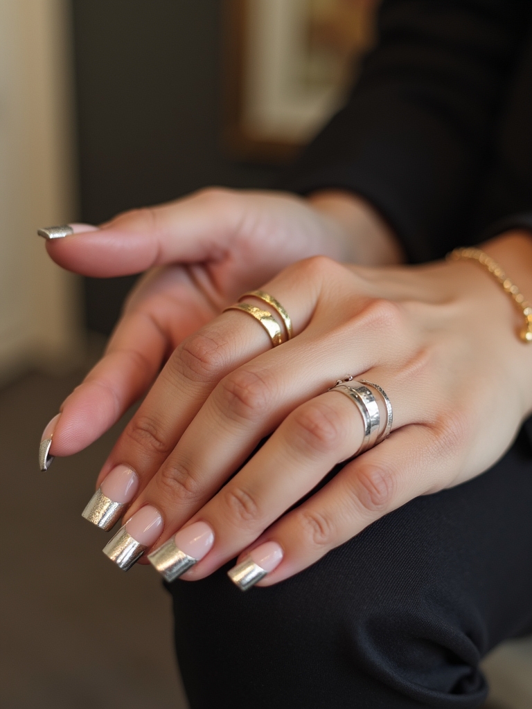 stunning metallic french tips
