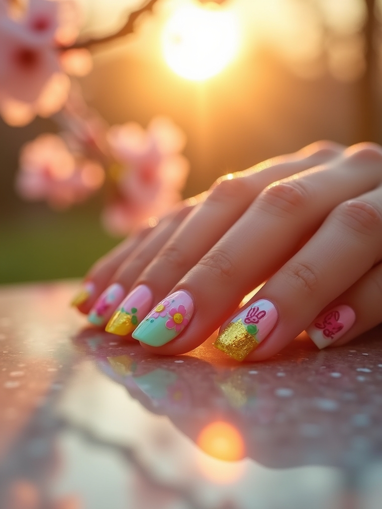 sunset gradient nail art
