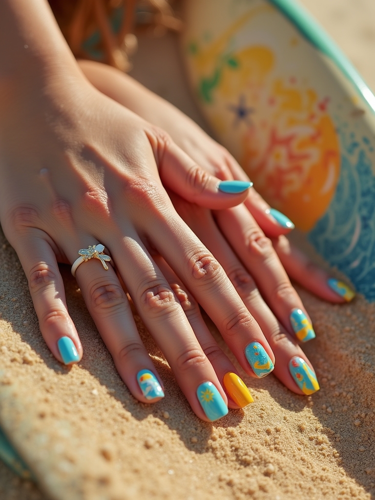 surfboard inspired nail designs