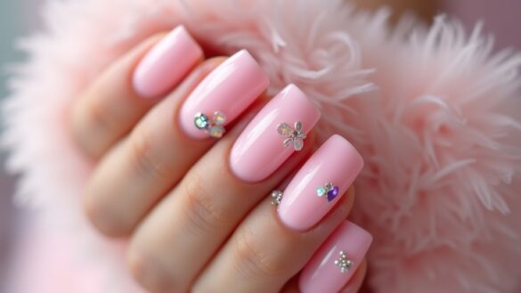 sweet baby pink nails